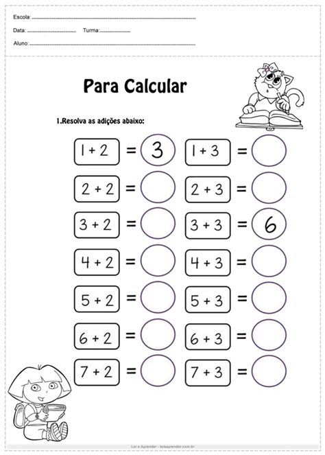 Atividades De Adi O E Subtra O Para O Ano Ler E Aprender Hot