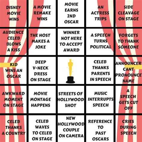 Play Oscar Bingo When You Watch The Academy Awards Free Printable
