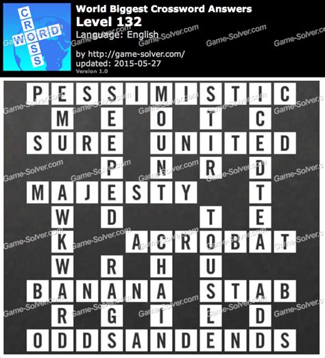 Worlds Biggest Crossword Level 132 Game Solver