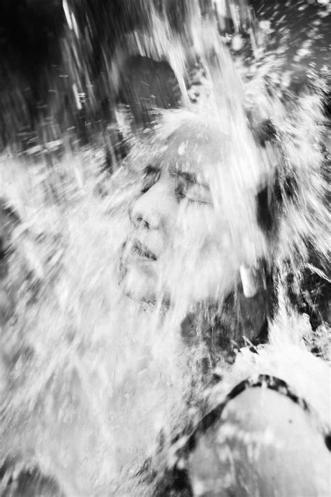 Portrait Of A Girl In The Water Jet Stock Image Image Of Nature Emotion 194287505