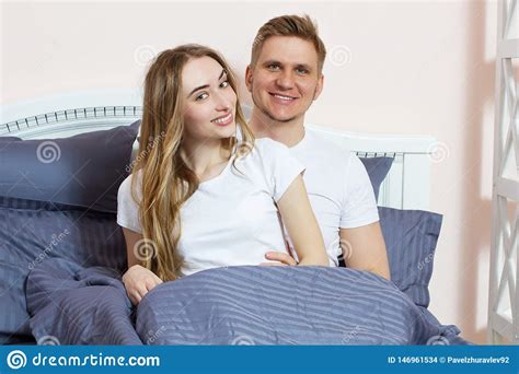 Happy Couple In Love On Morning Bed, Young Loving Couple In The Bed, Young Couple Having Having ...