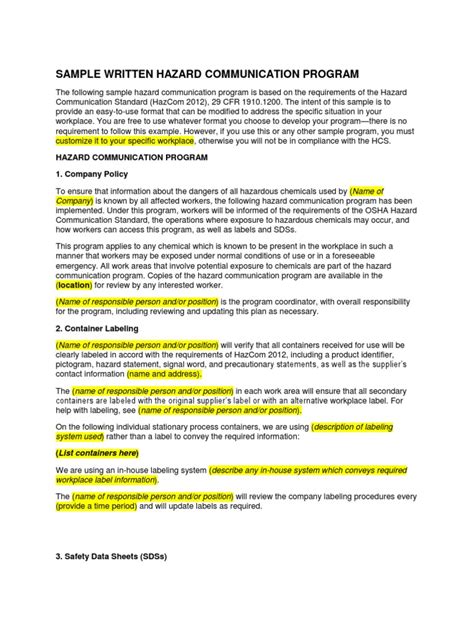 50+ sample safety plan templateswhat is a safety plan?must protecc!: Sample Written Hazard Communication Program | Safety ...
