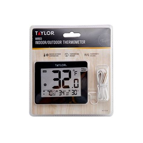 Taylor Wired Digital Indooroutdoor Thermometer And Reviews Wayfair
