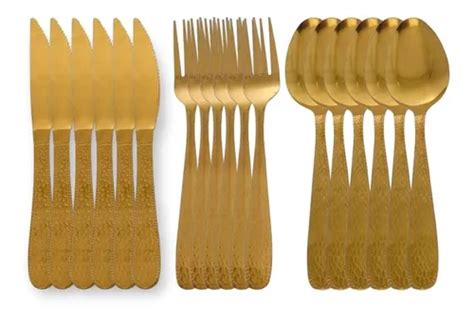 Talheres Faqueiro De Luxo Dourado Faca Colher E Garfo 18pcs