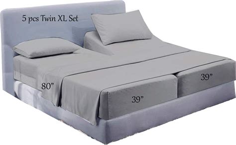 Split Bed Sheet Set 5 Pieces Adjustable Bed Sheets 100 Egyptian