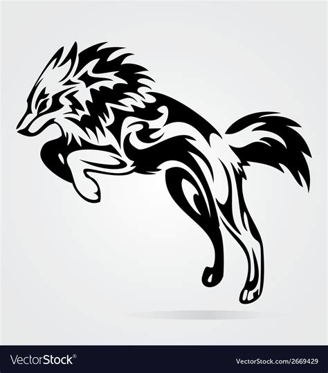 Jumping Wolf Tribal Royalty Free Vector Image Vectorstock