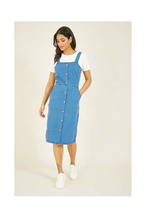 Blue Denim Dungaree Dress Yumi