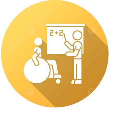Inclusive Education Icon In Yellow Flat Design With Long Shadow And