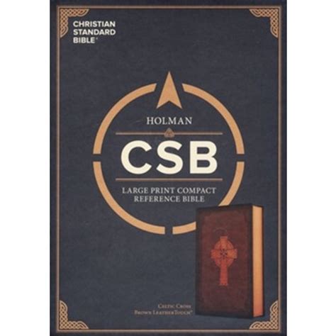 Csb Large Print Compact Reference Bible Celtic Cross Brown Leathertouch
