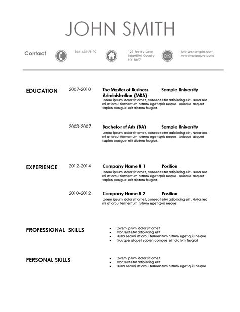 clean and simple resume template