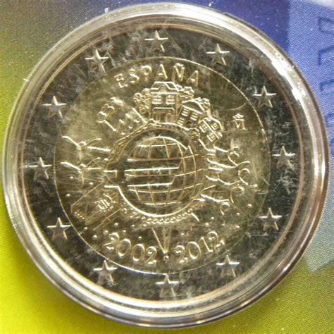 Spain 2 Euro Coin 10 Years Of Euro Cash 2012 Euro Coinstv The