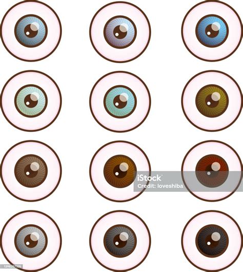 정면에서 본 보철 눈의 12 가지 삽화 세트 0명에 대한 스톡 벡터 아트 및 기타 이미지 0명 갈색 건강관리와 의술