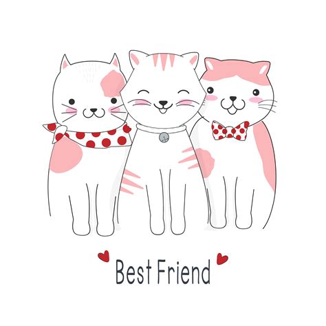 Cartoon Cat Best Friends 966203 Vector Art At Vecteezy