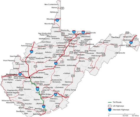 West Virginia State Road Map With Census Information