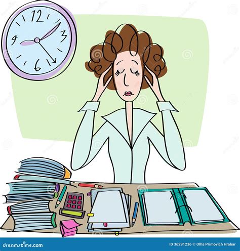 Tired Sad Woman In Office Stock Vector Image Of File 36291236