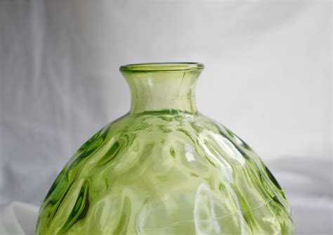 Green Bubble Vase Recycled Glass 1970 S Rare Vintage Glass Etsy Uk