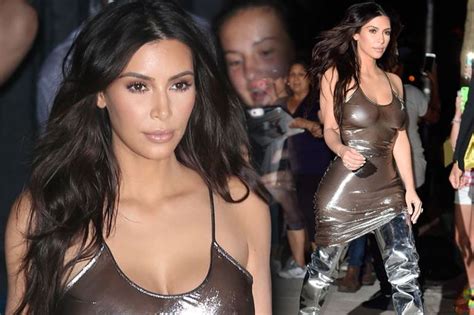 Kim Kardashian Shamelessly Flashes Her Nipples In Completely Sheer Dress As She Hits Kanye West