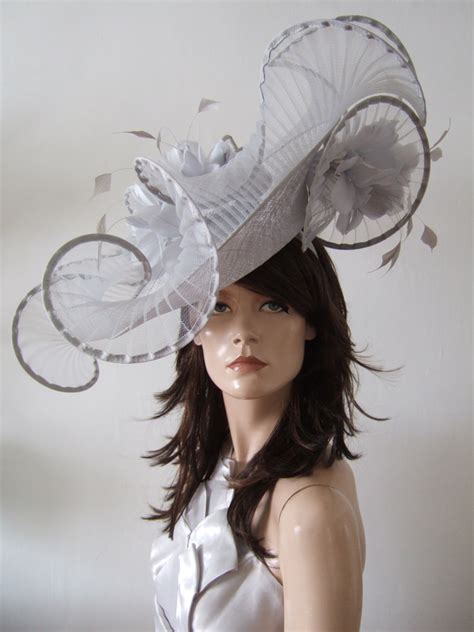 Hat 185 Peter Bettley Large Silver Grey Headpiece Hat Royal Ascot