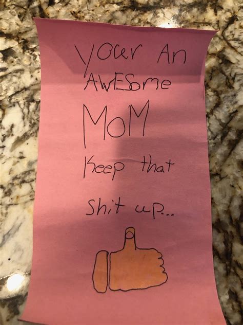 my eight year old daughter asked if she could make a funny mother s day card with one bad word