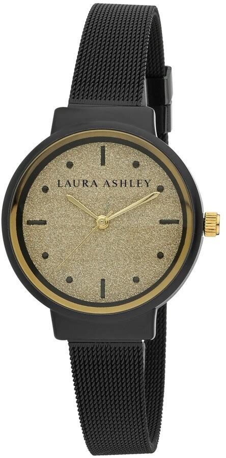 Laura Ashley Spray Black Mesh Powered Glitz Dial Watch Shopstyle