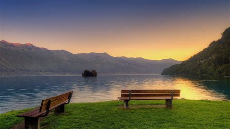 Download Beautiful Sunset At A Quiet Lake Wallpaper