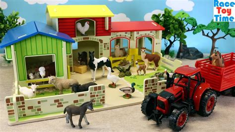 Toy Barn Playset Plus Farm Animals Toys For Kids Youtube
