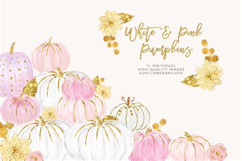 White and Pink Pumpkins, Watercolor Pastel Pumpkins, Pastel Pumpkins By Sunflower Day Love ...