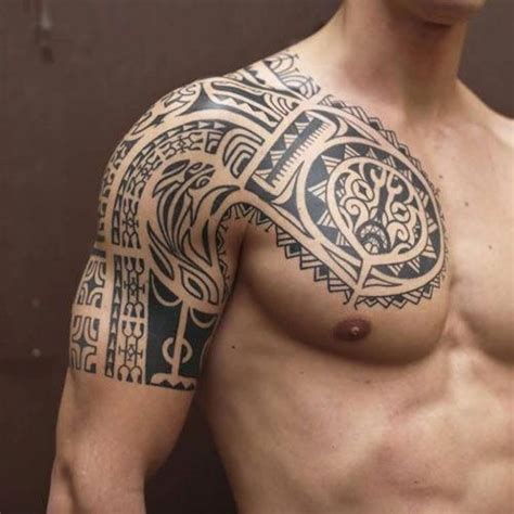 Cool Chest Shoulder And Upper Arm Tribal Tattoo Designs Best Tribal
