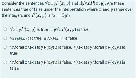 solved consider the sentences ∀x∃yp x y ∀x∃yp x y and