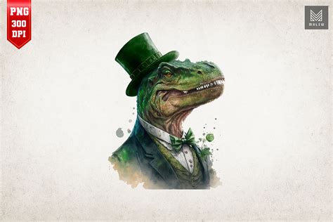Gangster Dinosaur T Rex St Patricks Day By Mulew Art Thehungryjpeg