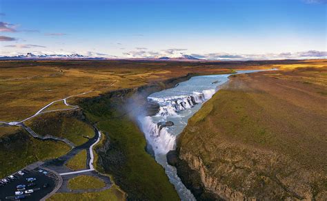 Aerial View Of The Gullfoss Waterfall And The Olfusa River In Southwest