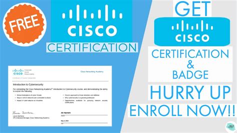 Free Cisco Certificate And Badge Within 30 Minutes Enroll Now In