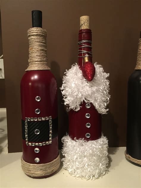 I Love My Mr And Mrs Claus Bottles I Made Garrafas Decoradas Natal