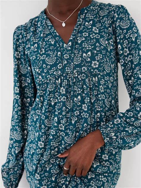 Fatface Truro Vintage Prairie Floral Print Blouse Teal Green At John Lewis And Partners