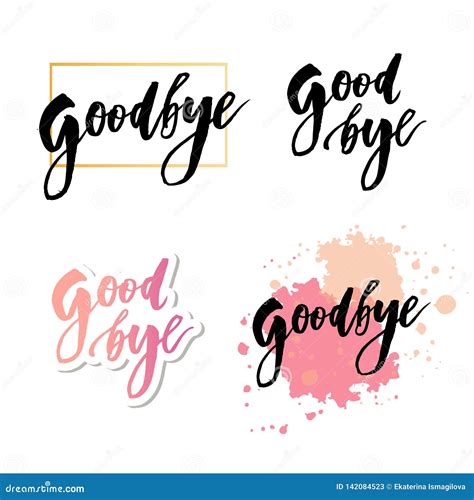 Goodbye Lettering Calligraphy Phrase Bye Vector Watercolor Illustration