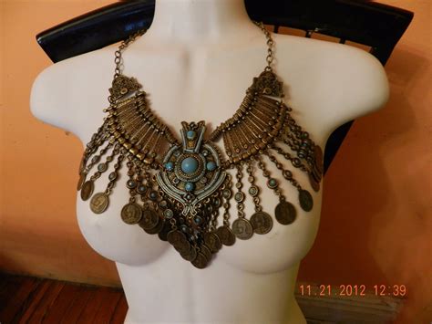 new lagre~ egyptian cleopatra s crown necklace belly dance costume ~rare belly dance