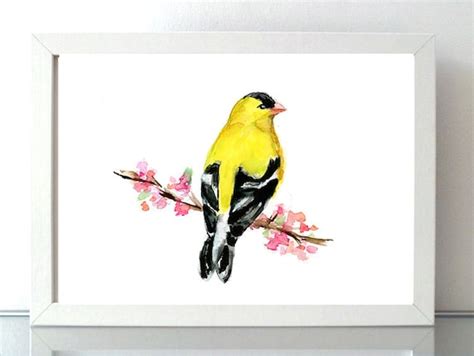 American Goldfinch Watercolor Painting Goldfinch Art Art