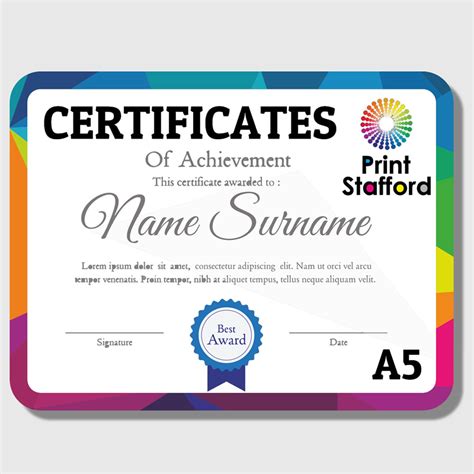 Custom Certificates Printing Online Free Delivery 3 Sizes