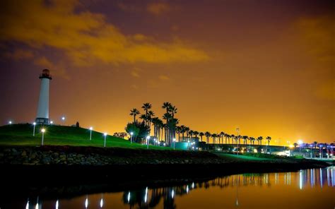 Wallpaper Lights Sunset Sea City Cityscape Night Reflection