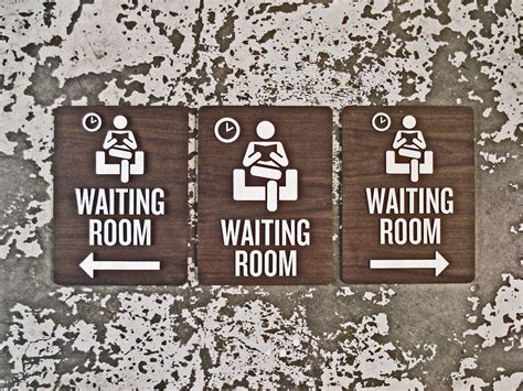 Client And Patient Waiting Room Office Reception Sign Birch Ply On Dark