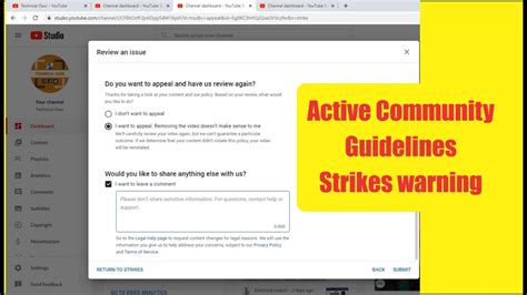 Active Community Guidelines Strikes Warning Youtube