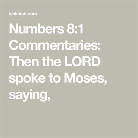 Numbers 81 Commentaries Then The Lord Spoke To Moses Saying Bible