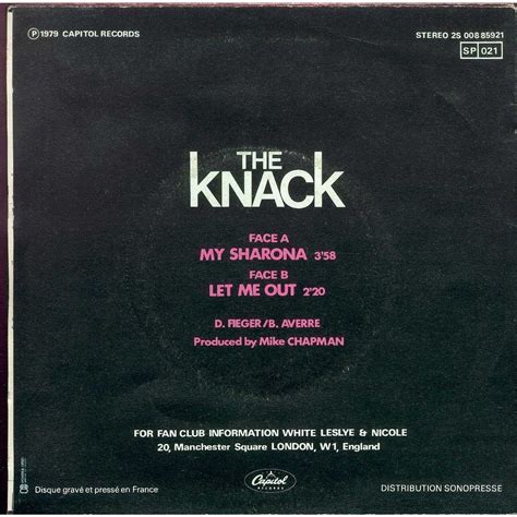 My Sharona Let Me Out By The Knack SP With Oliverthedoor Ref 115284018