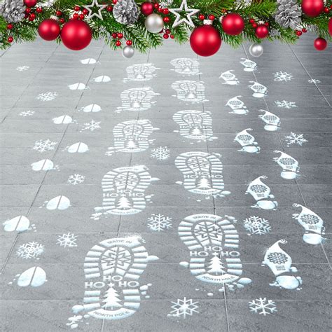 Santa Reindeer And Elf Footprints 180 Count Footprint Floor Stickers