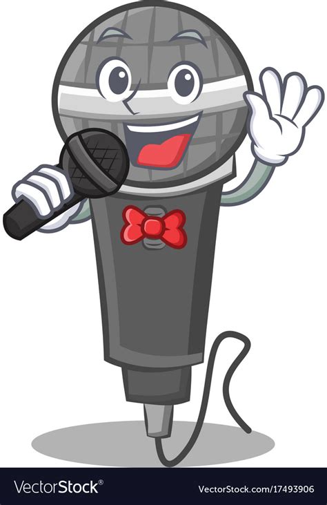 Singing Microphone Cartoon Character Design Vector Image