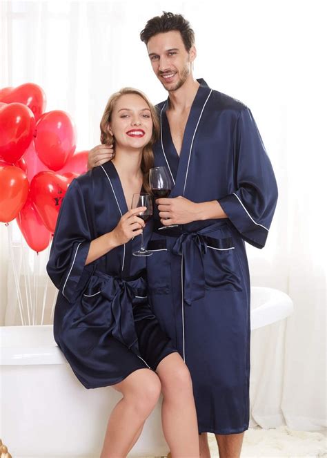 Momme Unique Silk Couple Robes Mens Silk Pajamas Couple Pajamas Silk