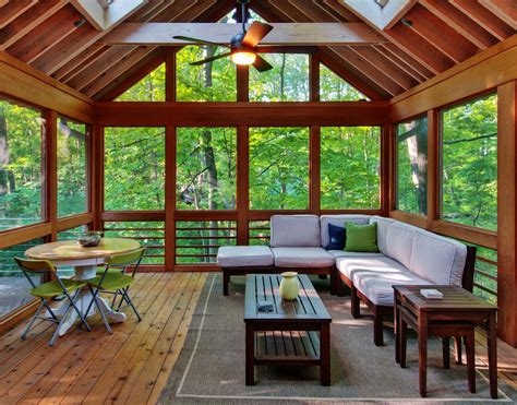 Great Wooden Material In Sun Room Desaign With Natural View And