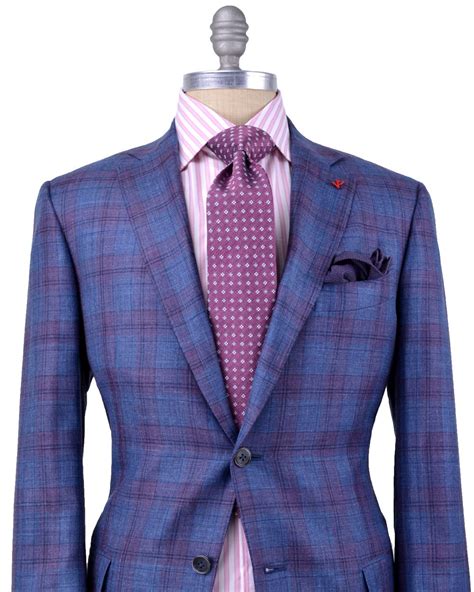 Isaia Blue And Purple Plaid Sportcoat Mens Outfits Mens Fashion