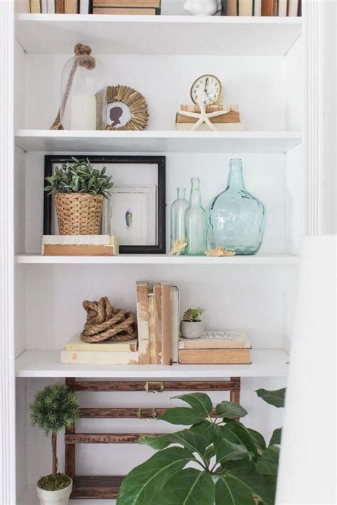Styled Bookcase With Neutral Coastal Decor Summer Home Tour