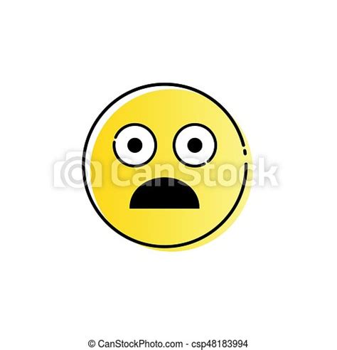 Yellow Cartoon Face Shocked People Emotion Icon Vector Illustration